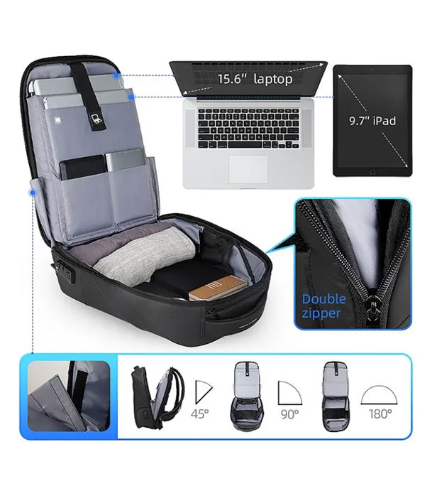 Buy MR9068YY Casual Anti-thief Backpack With USB Port & Raincaot Online