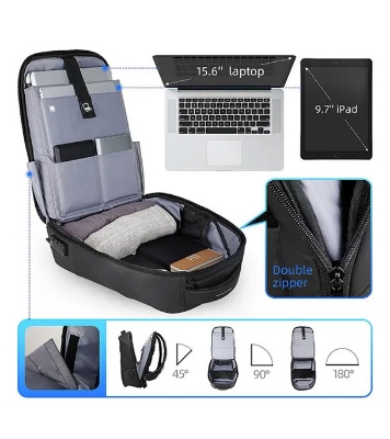 Buy MR9068YY Casual Anti-thief Backpack With USB Port & Raincaot Online