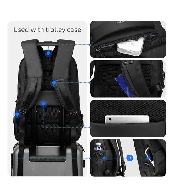 Buy MR9068YY Casual Anti-thief Backpack With USB Port & Raincaot Online