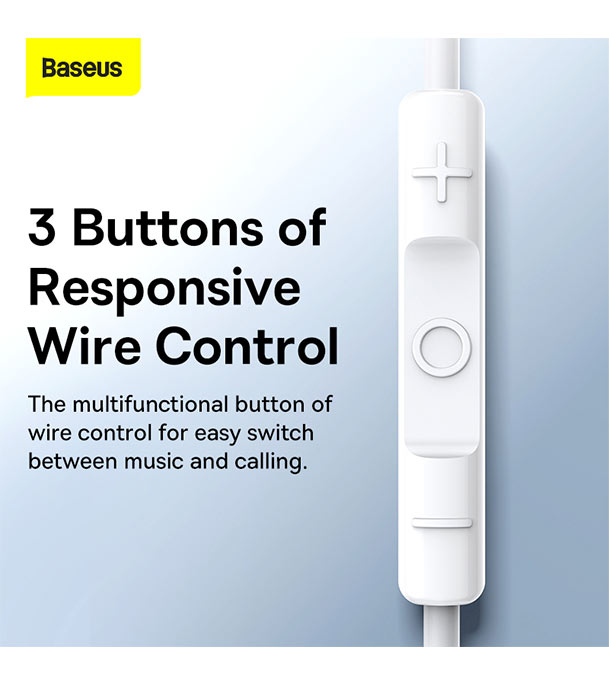 Buy Baseus Encok 3.5mm lateral in-ear Wired Earphone H17 White NGCR020002 Online at Best Price