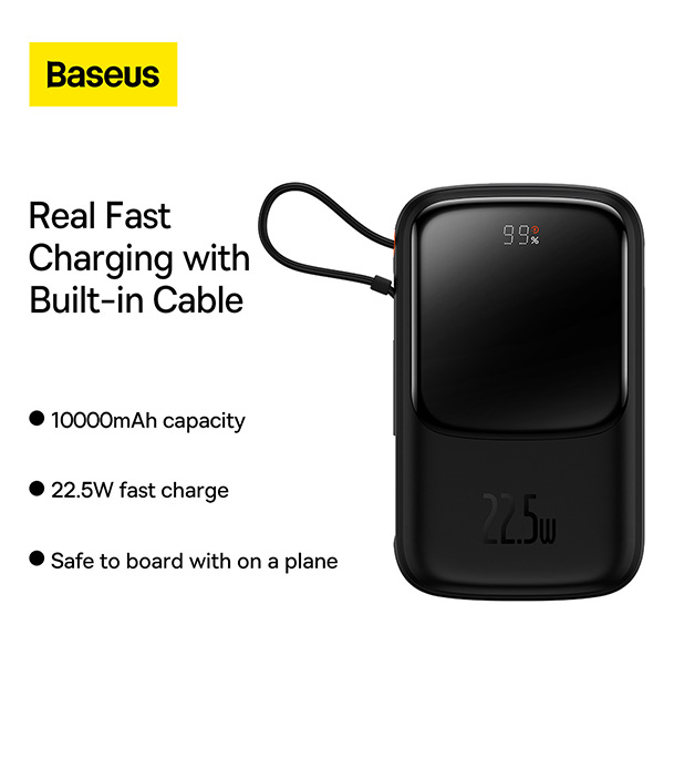 Baseus Qpow Pro Digital Display Fast Charge Power Bank 10000mAh 22.5W Type-C Edition Black