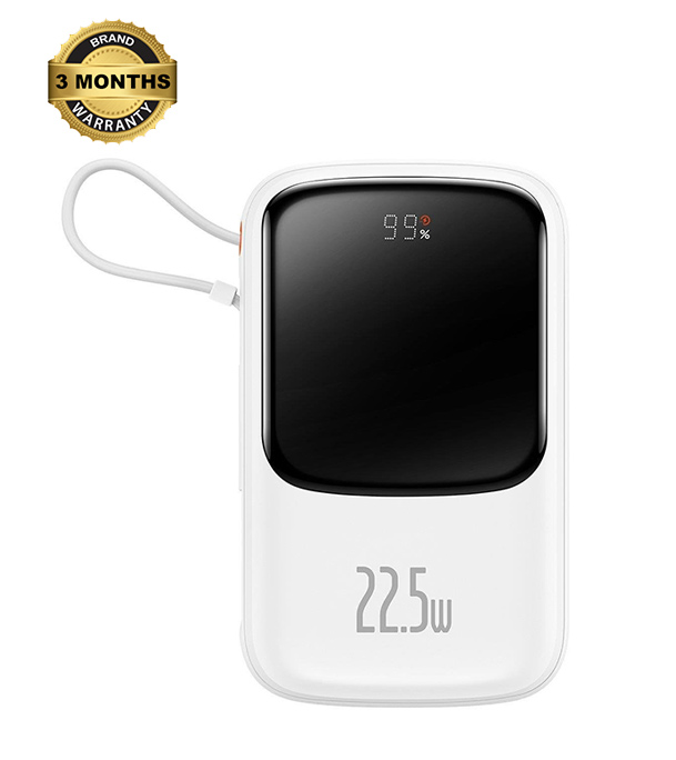 Baseus Qpow Pro Digital Display Fast Charge Power Bank 10000mAh 22.5W Type-C Edition White