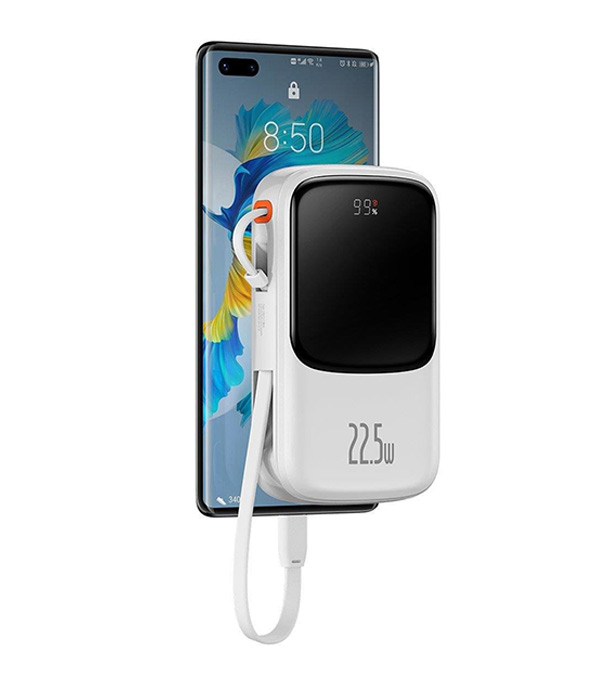Baseus Qpow Pro Digital Display Fast Charge Power Bank 10000mAh 22.5W Type-C Edition White