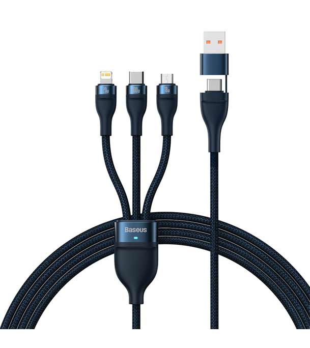 Baseus Flash Series Ⅱ Two-for-three Charging Cable U+C to M+L+C 100W 1.2m Black