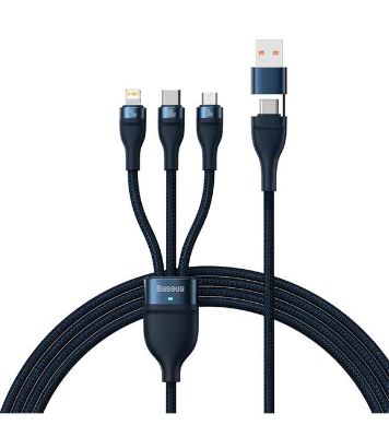 Baseus Flash Series Ⅱ Two-for-three Charging Cable U+C to M+L+C 100W 1.2m Black