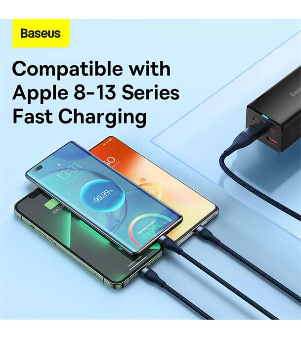 Baseus Flash Series Ⅱ Two-for-three Charging Cable U+C to M+L+C 100W 1.2m Black