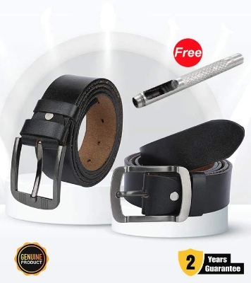 Picture of Genuine Leather Premium Quality 2 Pcs Combo Belt For Men 