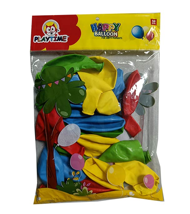 Playtime Happy Balloon-Round-8"-50 Pcs 