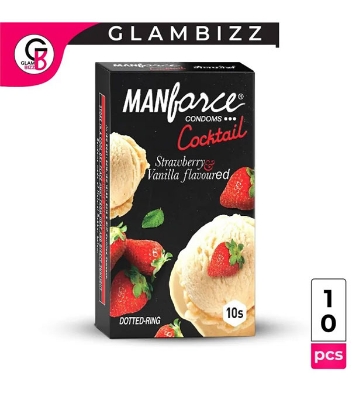 Buy MANFORCE Cocktail Condom with Dotted-Rings Strawberry & Vanilla Flavored 10Pcs Pack India at Best Price In Bangladesh