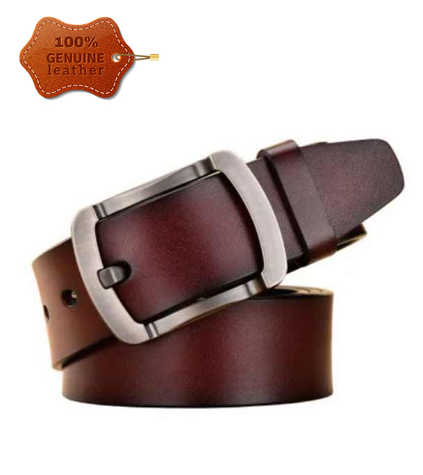 Picture of 2 Pcs Round Style Genuine Leather Belt Combo with Free Punch Machine Genuine Leather