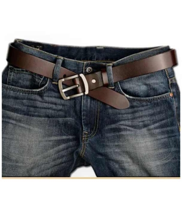 Picture of 2 Pcs Round Style Genuine Leather Belt Combo with Free Punch Machine Genuine Leather