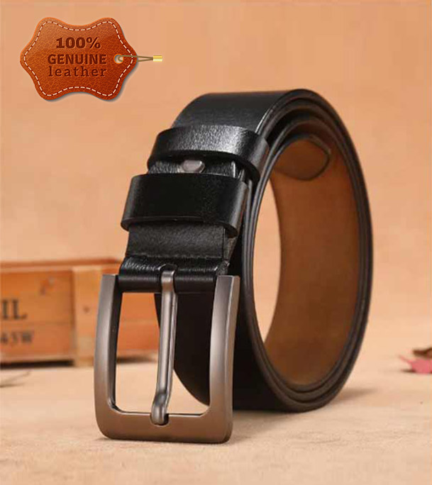 Picture of Genuine Leather Belt Black Color With Square Style Genuine Leather