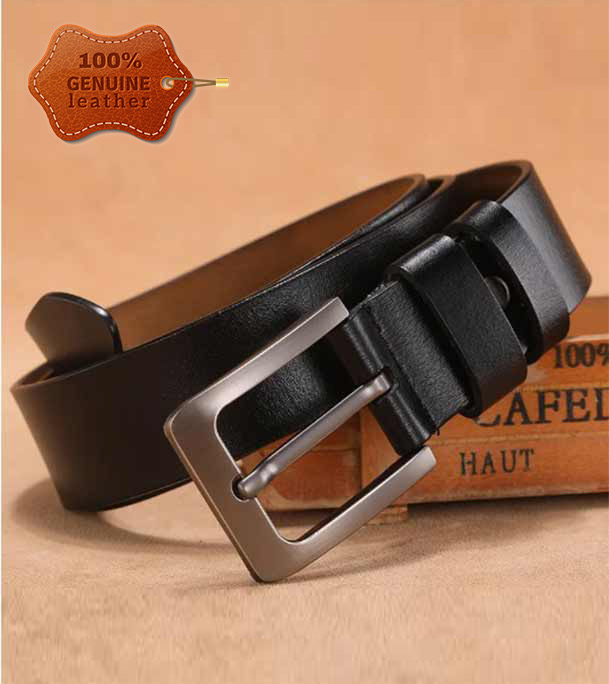 Picture of Genuine Leather Belt Black Color With Square Style Genuine Leather
