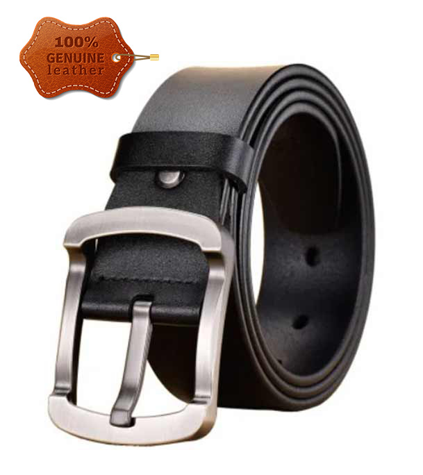 Picture of Genuine Leather Belt Black Color With Round Style 100%  Genuine Leather