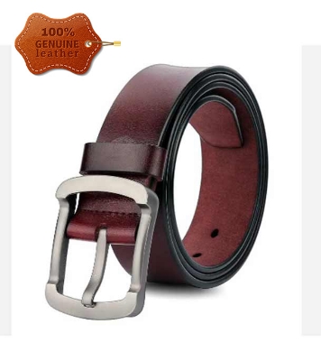 Picture of Genuine Leather Belt Chocolate Color With Round Style 100%  Genuine Leather