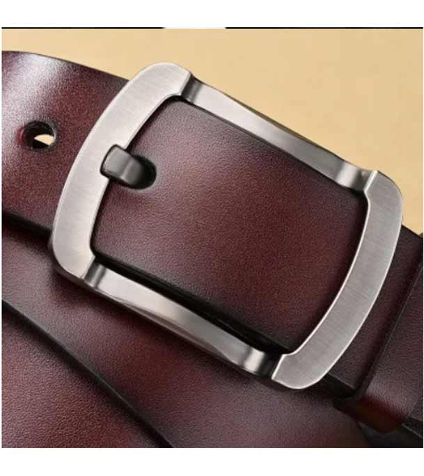 Picture of Genuine Leather Belt Chocolate Color With Round Style 100%  Genuine Leather