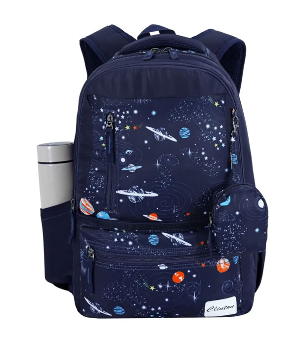 Espiral CLINTON Outer Space Planets Moon Stars Universe Toddler Kid Boys Girls Children's School Bags, School Bags for Boys and Girls With Coin Purse