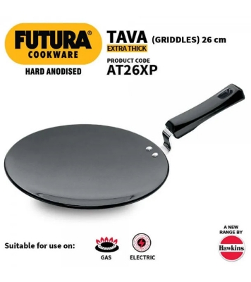 Buy Futura Hard Anodised Flat Roti Tawa, Diameter 26 cm Thickness 6.35 mm Black at Best Price In Bangladesh