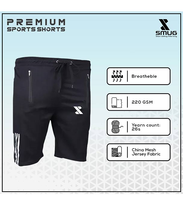 Picture of SMUG Premium Sports Shorts - Soft and Comfortable - Black