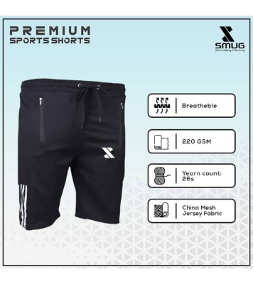 Picture of SMUG Premium Sports Shorts - Soft and Comfortable - Black