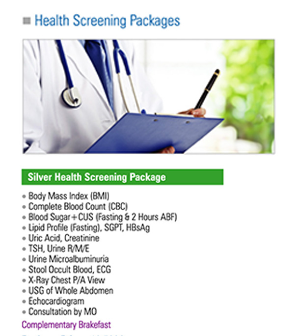 Buy Silver Health Screening Package Online