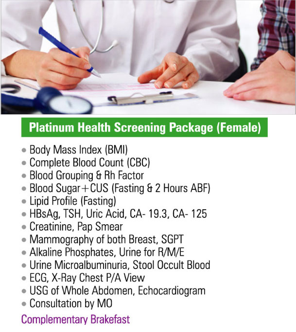 Buy Platinum Health Screening Package (Female) Online 