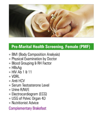 Buy Pre-Marital Health Screening, FEMALE (PMF) Online