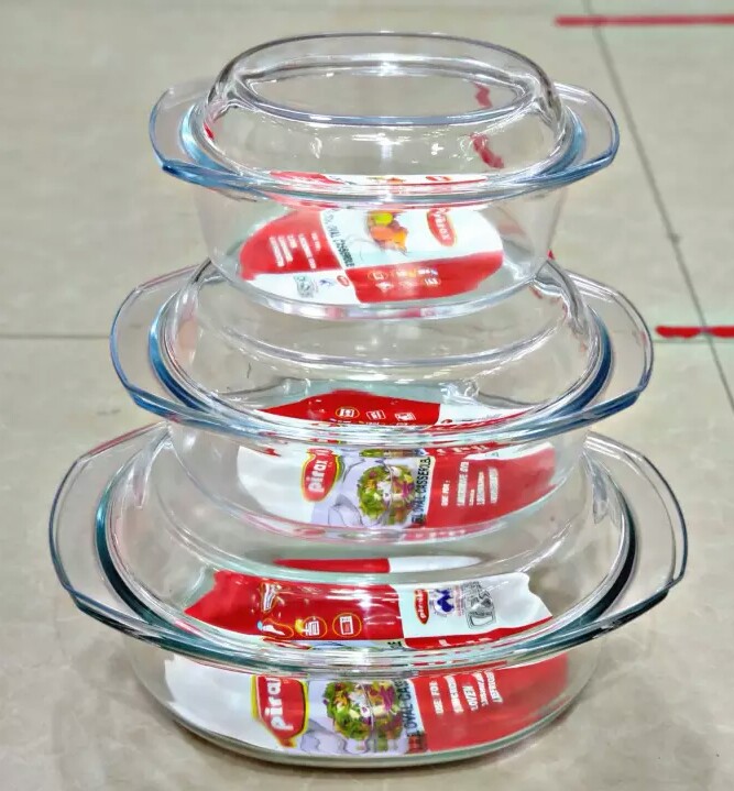 Picture of Oven Proof Glass Serving Dish - Transparent 3pc Oven Use And Serving Dish And Bakeware. Oven Proof Glass Serving Dish - Transparent 6 Pcs Set. Oven Use