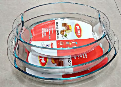 Picture of Oven Proof Glass Serving Dish - Transparent 3 Pcs Set. Oven Use