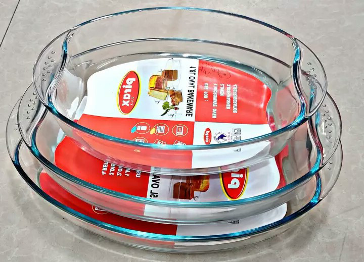 Picture of Oven Proof Glass Serving Dish - Transparent 3 Pcs Set. Oven Use