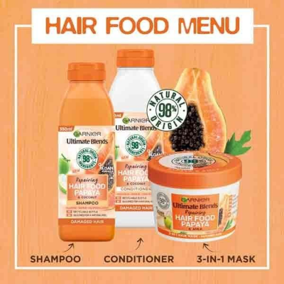 Buy GARNIER Repairing Hair Food Papaya & Coconut Shampoo For Damaged Hair 350ml UK at Best Price In Bangladesh