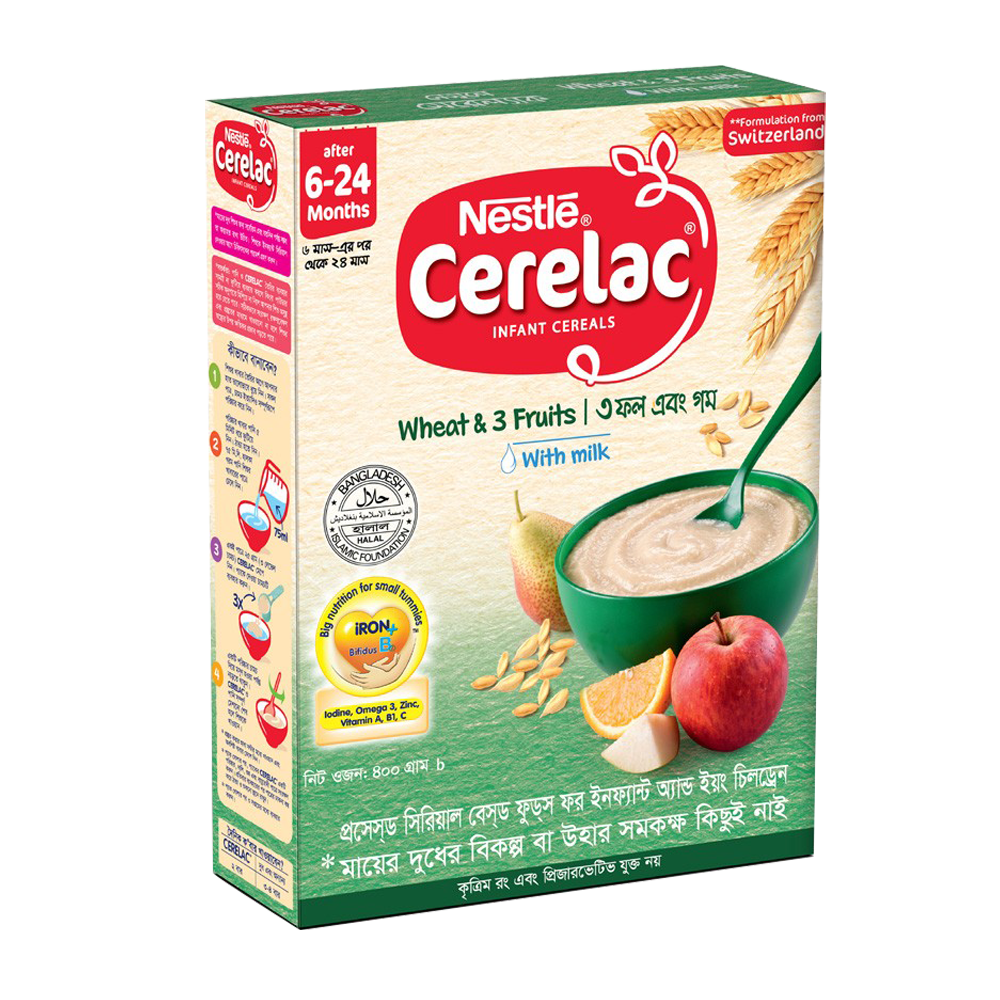 Picture of Nestle Cerelac Wheat & 3 Fruits From 6-24 Months 400g