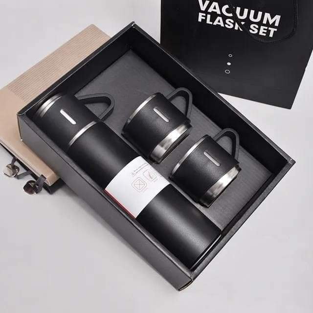 Buy Steel Vacuum Flask Set with 3 Steel Cups Combo-500ml Double-Layer Stainless Steel - White at Best Price In Bangladesh