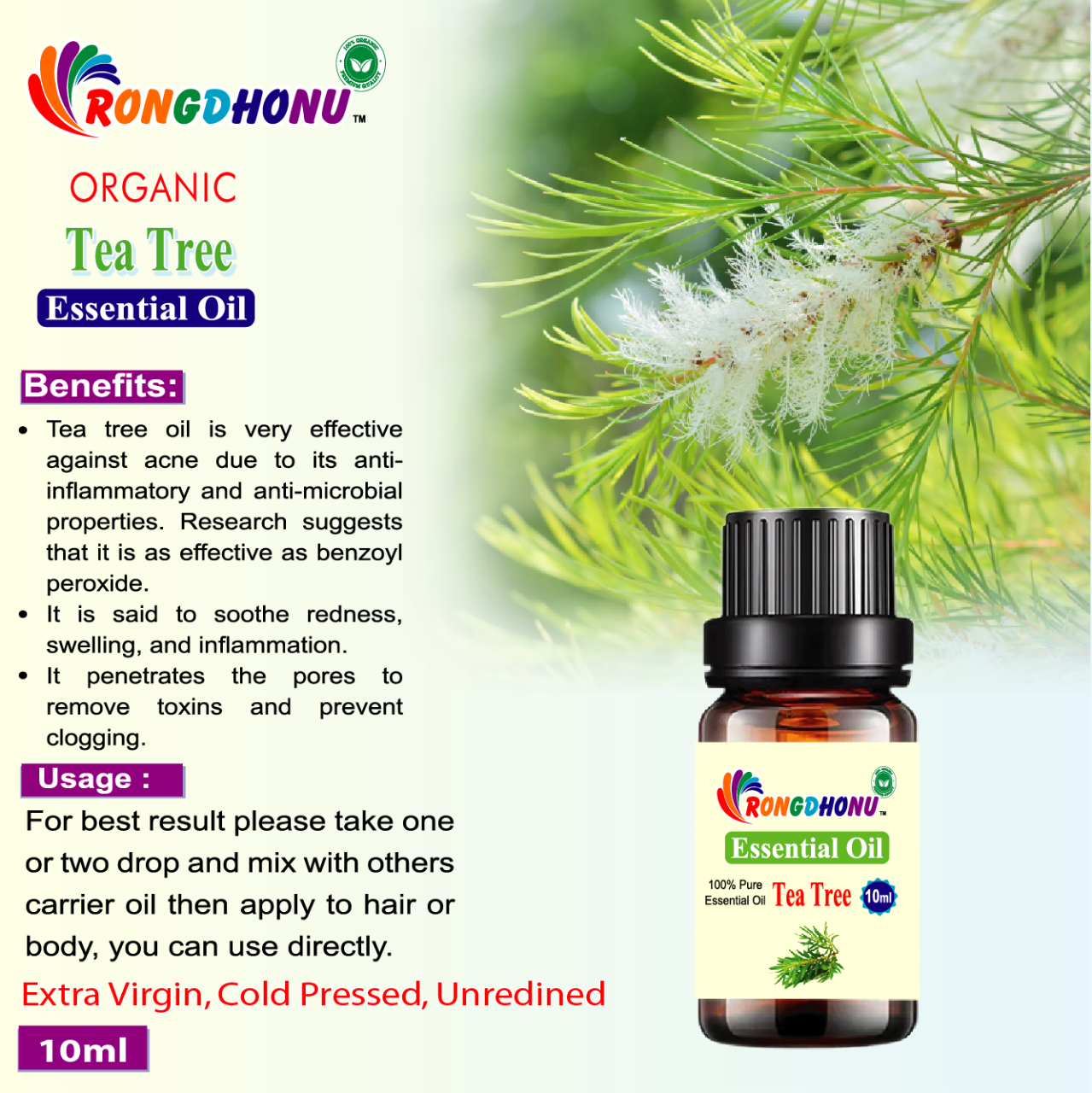 Buy Tea Tree Essential Oil (চা গাছের এসেনশিয়াল অয়েল) -10ml Online at Best Price