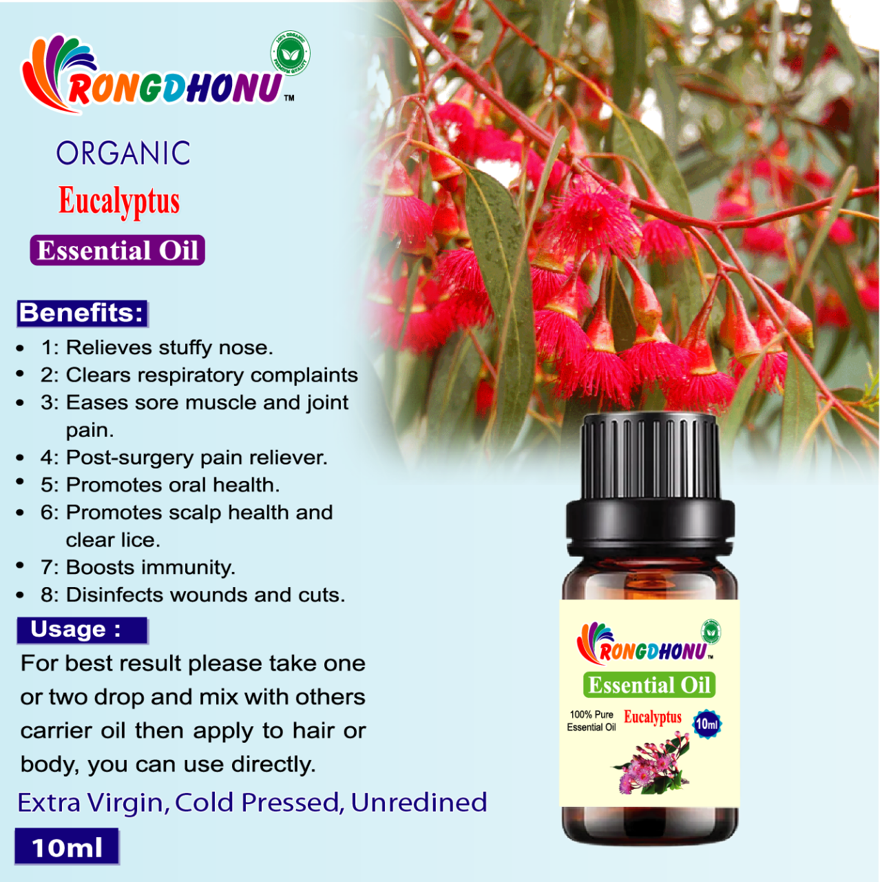 Buy Eucalyptus Essential oil (ইউক্যালিপটাস এসেনশিয়াল অয়েল) -10ml Online at Best Price