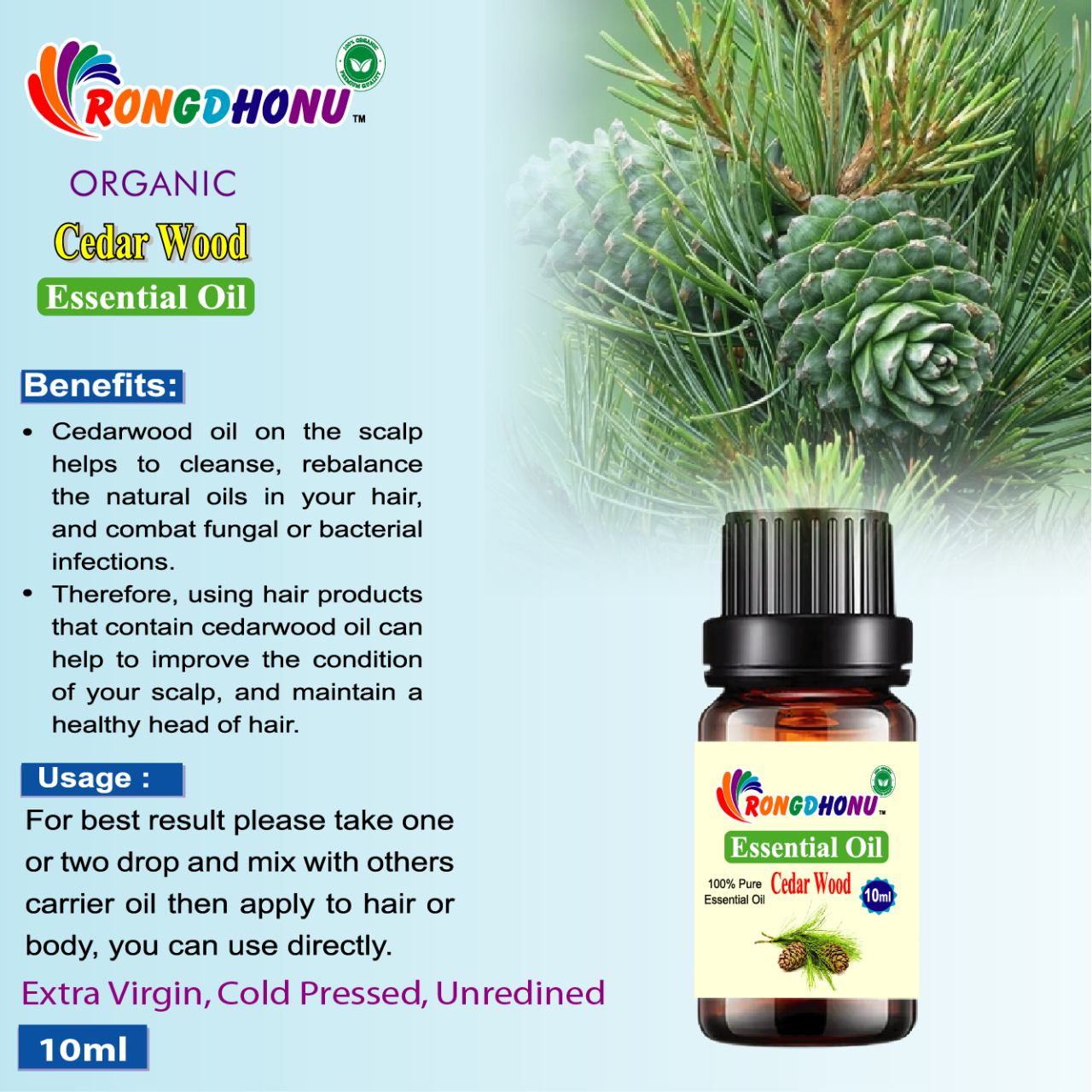 Buy Cedarwood Essential oil (সিডার কাঠ  এসেনশিয়াল অয়েল) -10ml Online at Best Price