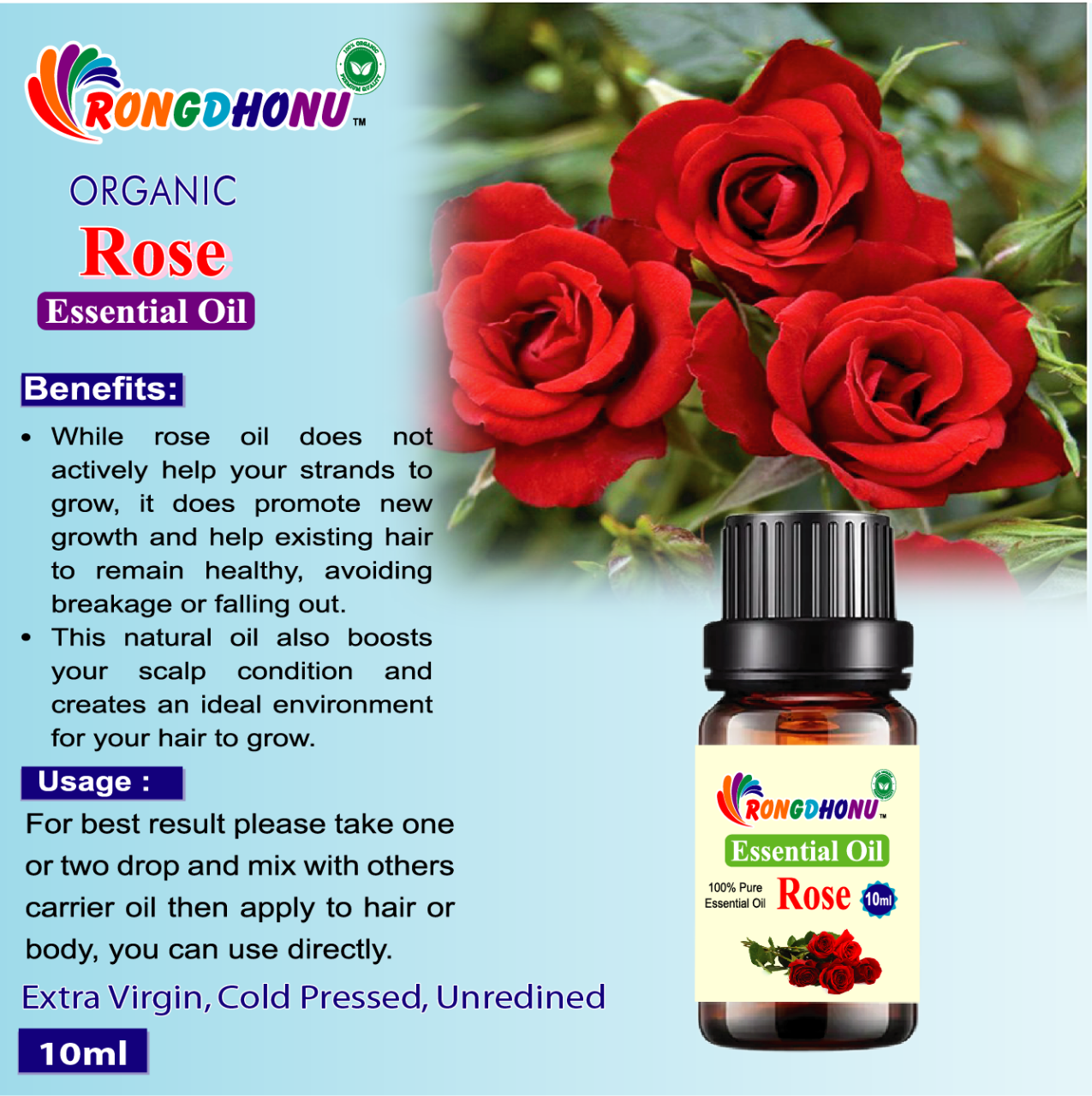 Buy Rose Essential oil (গোলাপ এসেনশিয়াল অয়েল) -10ml Online at Best Price