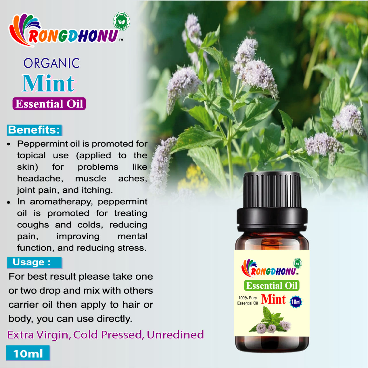 Buy Mint (Pudina) Essential oil (পুদিনা  এসেনশিয়াল অয়েল) -10ml Online at Best Price