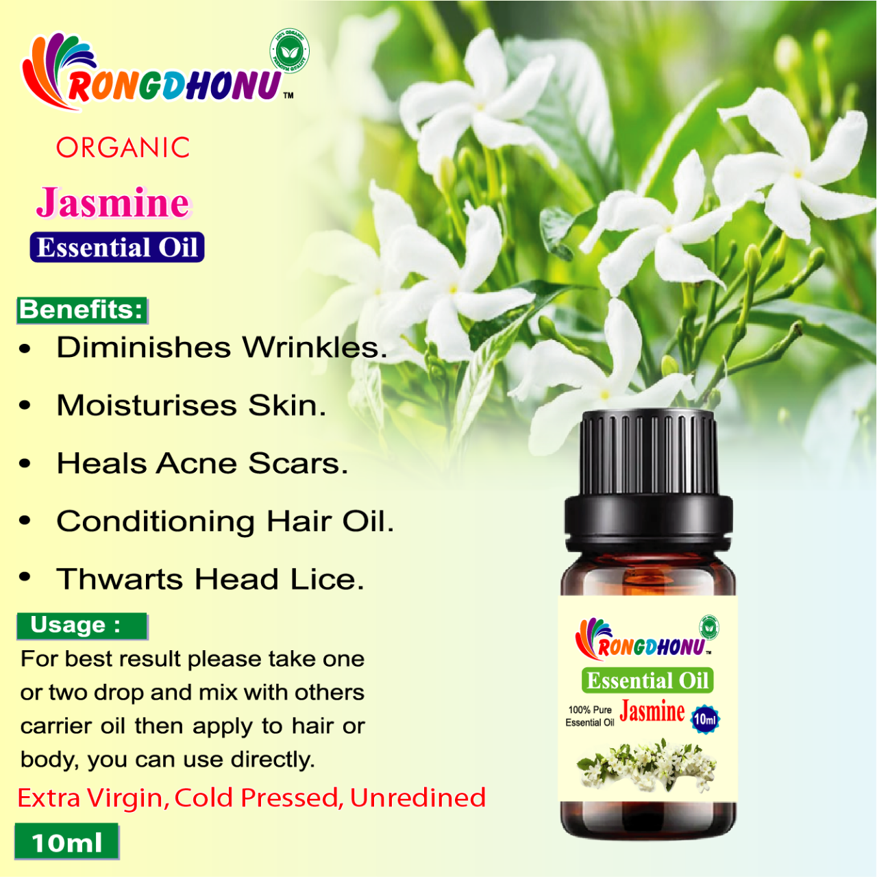 Buy Jasmine Essential oil (জেসমিন এসেনশিয়াল অয়েল) -10ml Online at Best Price
