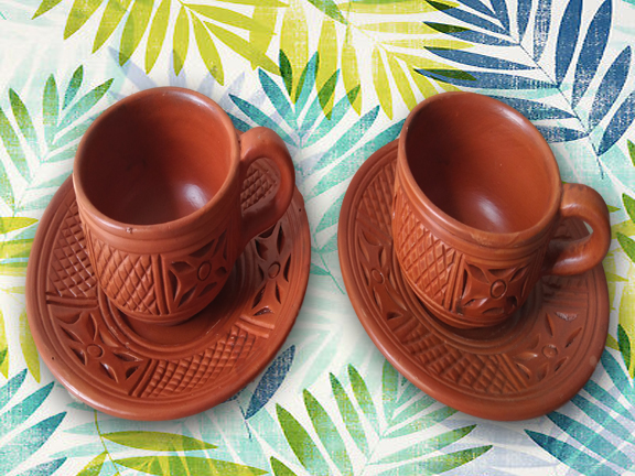 Picture of Clay items Clay Tea Cup. Matir cup. Matir Tea cup. Handmade. Organic .Clay Tea Cup.  Matir cup set.  2 pice cup in a box  & plate. by  Mallik Trading - Coffee Mug