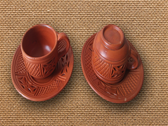 Picture of Clay items Clay Tea Cup. Matir cup. Matir Tea cup. Handmade. Organic .Clay Tea Cup.  Matir cup set.  2 pice cup in a box  & plate. by  Mallik Trading - Coffee Mug