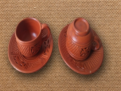 Picture of Clay items Clay Tea Cup. Matir cup. Matir Tea cup. Handmade. Organic .Clay Tea Cup.  Matir cup set.  2 pice cup in a box  & plate. by  Mallik Trading - Coffee Mug