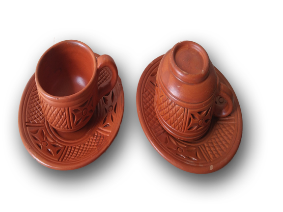 Picture of Clay items Clay Tea Cup. Matir cup. Matir Tea cup. Handmade. Organic .Clay Tea Cup.  Matir cup set.  2 pice cup in a box  & plate. by  Mallik Trading - Coffee Mug