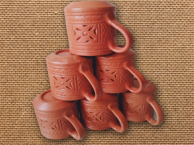 Picture of coffe mug  Tee mug set.  pottery mug set. hand make pottery items. pottery mugs handmade. Clay mug handmade ,  matir mugs . handmade Water Mug, kitchen & dining mug. Handmade clay Mug. Handmade..6 pieces mug. Organic Brown color