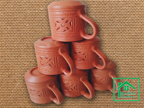 Picture of coffe mug  Tee mug set.  pottery mug set. hand make pottery items. pottery mugs handmade. Clay mug handmade ,  matir mugs . handmade Water Mug, kitchen & dining mug. Handmade clay Mug. Handmade..6 pieces mug. Organic Brown color