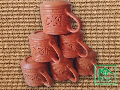 Picture of coffe mug  Tee mug set.  pottery mug set. hand make pottery items. pottery mugs handmade. Clay mug handmade ,  matir mugs . handmade Water Mug, kitchen & dining mug. Handmade clay Mug. Handmade..6 pieces mug. Organic Brown color