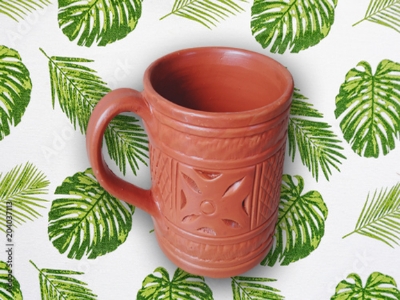 Picture of coffee mug Clay mug set. pottery mug set. hand make pottery mugs . Clay mug handmade , clay mugs set .coffee & tee Mug, kitchen & dining mug. Handmade clay Mug1 piece mug. Organic Brown color