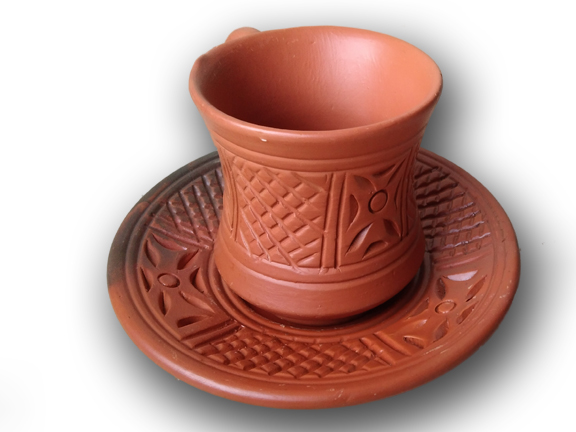 Picture of Clay Tea Cup with prece. Matir cup. Matir Tea cup. Handmade. Organic .Clay Tea Cup. Dinner set. matir cup with price. one cup & one prese