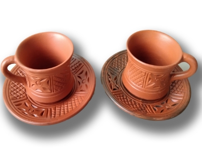 Picture of Clay Tea Cup with prece. Matir cup. Matir Tea cup. Handmade. Organic .Clay Tea Cup. Dinner set. matir cup with price. one cup & one prese