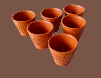Picture of Clay tee cup set. Clay Cup. Matir cup. Matir Tea cup. Handmade.Clay Tea Cup.  Master cup set.  6 pis cups in a box